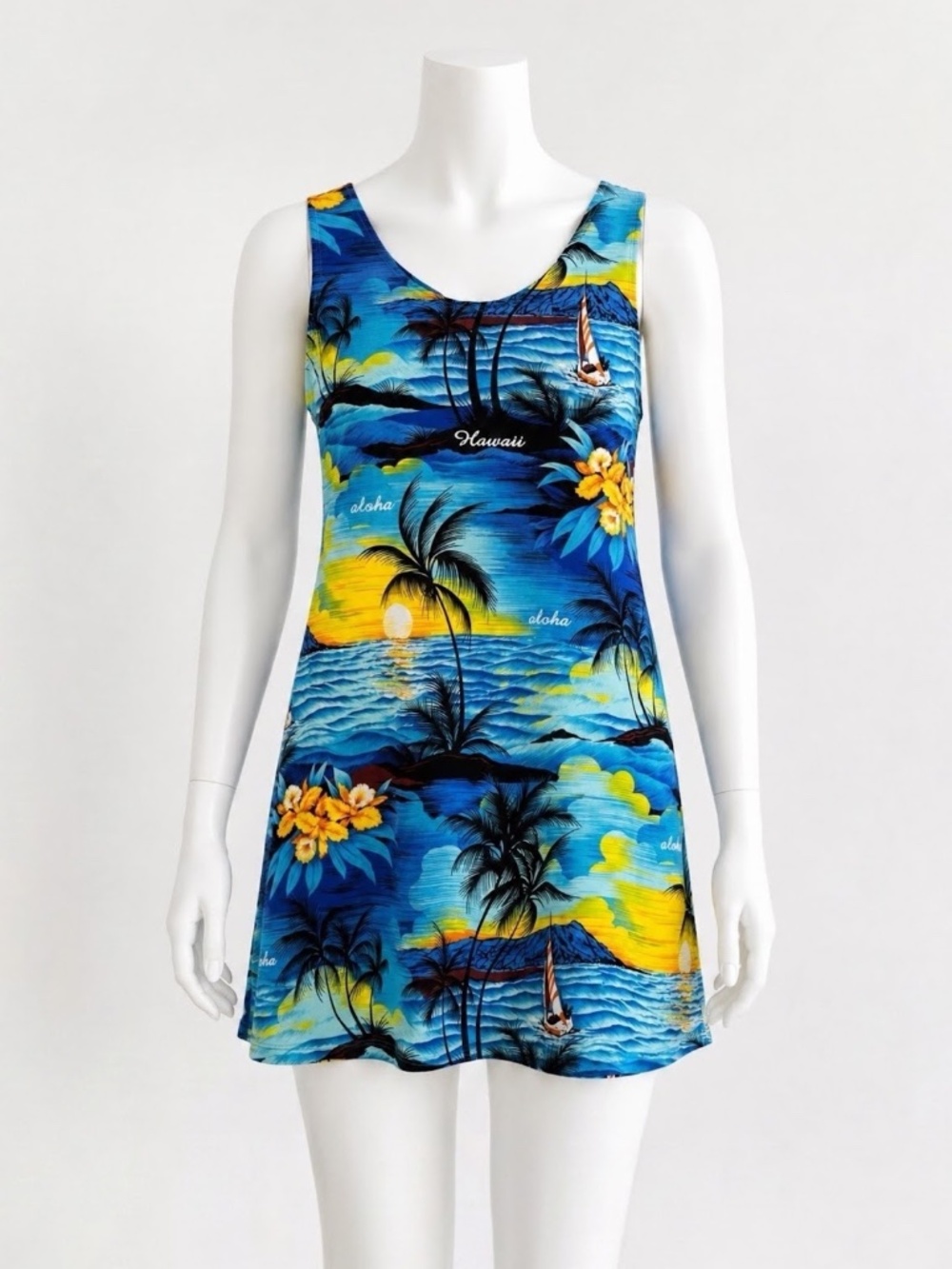 Royal Creations Vintage 90s Hawaiian Tropical Resort Sleeveless Dress Size M